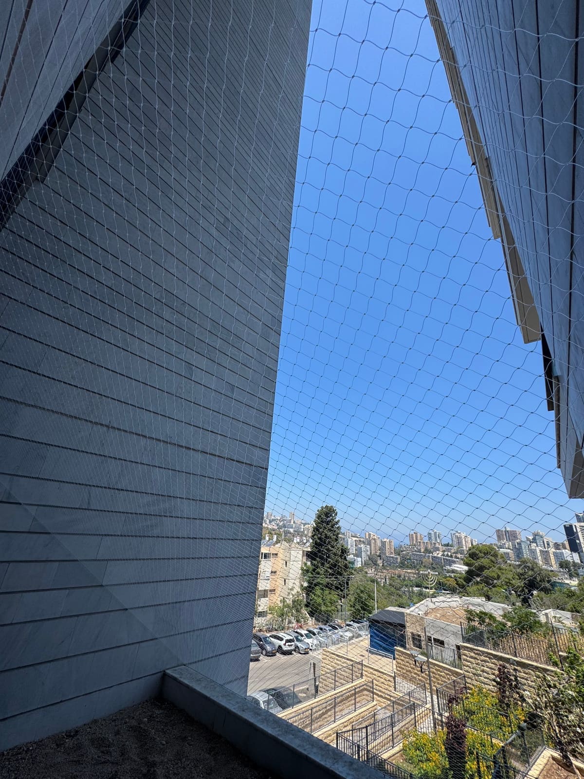 רשת יונים מותקנת מעל חלון בבניין